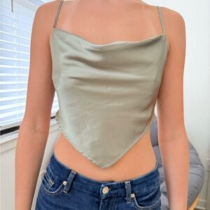 Forever 21 Green Asymmetrical Crop Camisole